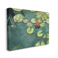 Stupell Industries ribnjak, ljiljan, lotosov cvijet, plutajuća mirna botanička galerija slika, omotano platno, zidna umjetnost, dizajn