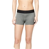 Ženske sportske kompresijske kratke hlače s gumenim logotipom, siva, srednje veličine