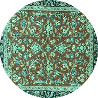 Tradicionalni unutarnji tepisi, Okrugli Perzijski tirkizno plavi, promjera 8 inča
