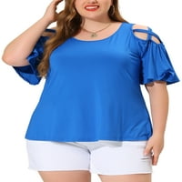 Jedinstveni prijedlozi, ženski ljetni vrhovi Plus veličine, elegantna ležerna bluza s ramena