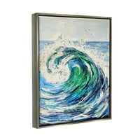 Val tsunamija oceanski val Obalno slikarstvo svjetlucava siva umjetnost uokvirena zidna umjetnost ispis