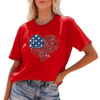 Majice s američkom zastavom za Dan neovisnosti za žene, modne elegantne Ležerne majice s printom ljubavne zastave, ženski vrhovi