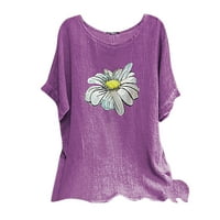 Ženske modne majice, Vintage pamučne majice s cvjetnim printom kratkih rukava, bluza