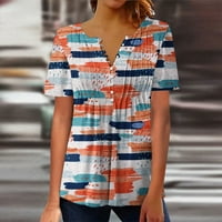 Žene Plus Size Ženska Moda Casual Print Okrugli vrat široka majica kratkih rukava gornji dio bluza pulover narančasta