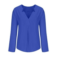 Na prodaju majice plus veličine za žene pamučne košulje za žene udobna ženska košulja dugih rukava široka jednobojna bluza u plavoj