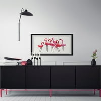 Ples flamingos uokviren slikarskim umjetničkim printom, 30.00 1.50